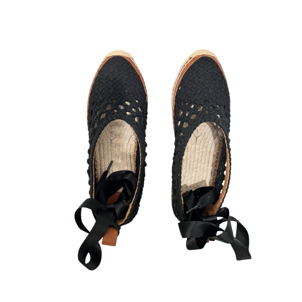 Chloé Black Woven Espadrille Flats sz 39